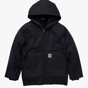 Carhartt Boys' Flannel-Lined Hooded Canvas Insulated Zip-Up Jacket Xs / 6